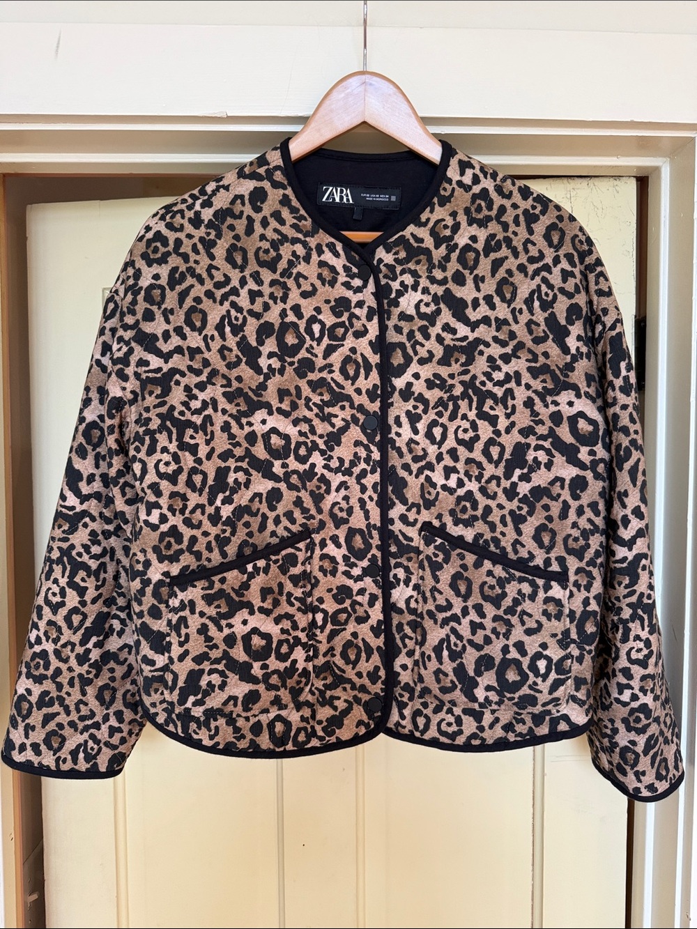 ZARA Leopard-Print Jacket in Tan and Black